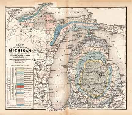 Map of Michigan Geological Formations (1873)