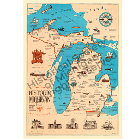 Historic Map of Michigan (1963)