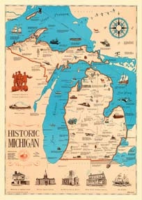 Historic Map of Michigan (1963)