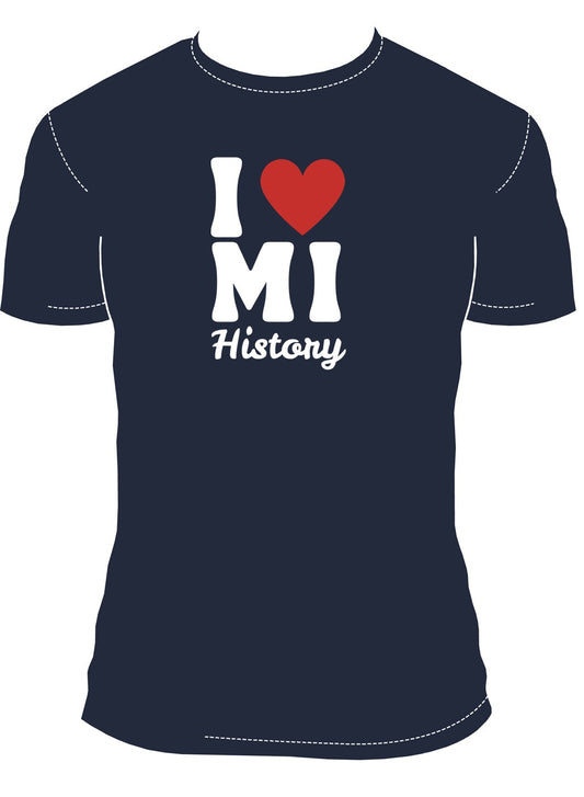 "I ❤️ MI History" HSM Navy Short Sleeve T-Shirt