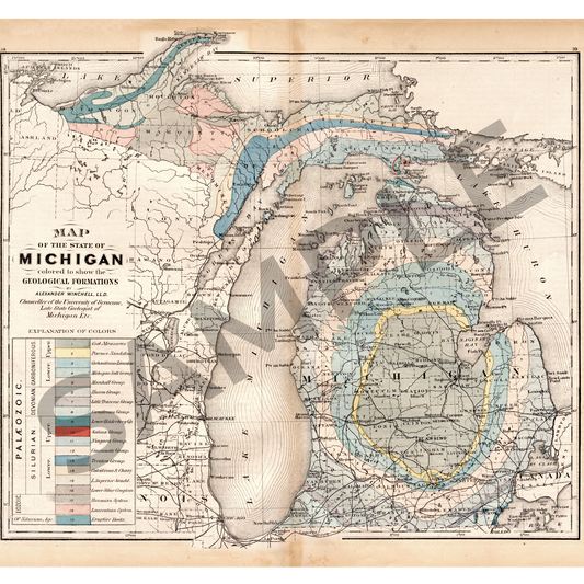 Map of Michigan Geological Formations (1873)