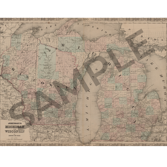 Map of Michigan & Wisconsin (1863)