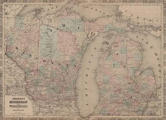 Map of Michigan & Wisconsin (1863)